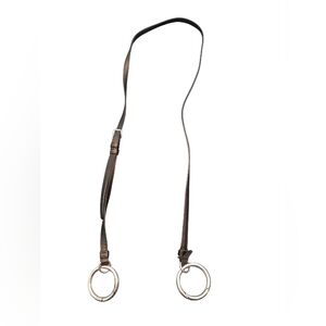 COACH Black Leather Crossbody Shoulder Strap with Silver Rings